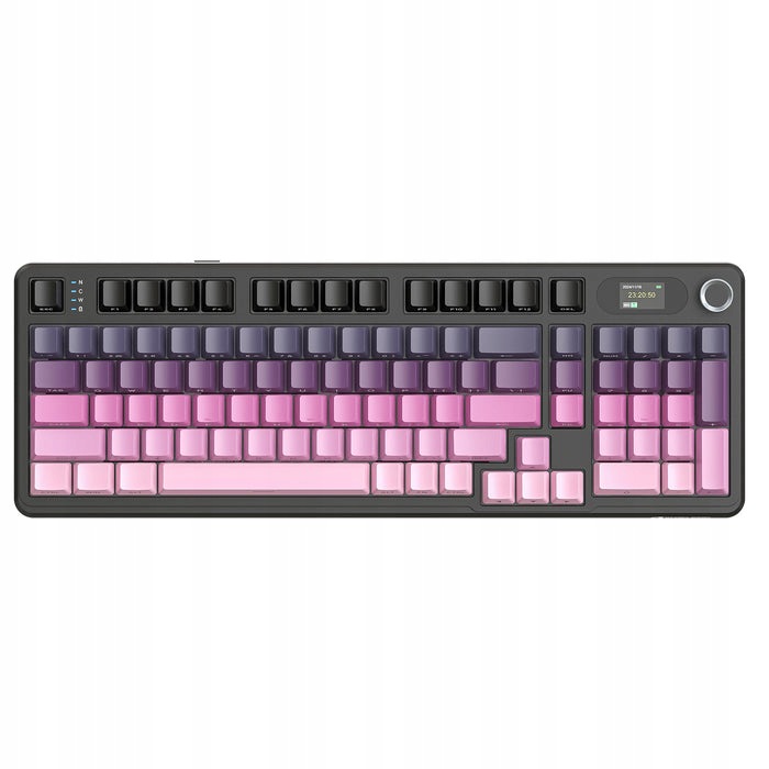 Bezprzewodowa klawiatura mechaniczna ATTACK SHARK X98 PRO w różowo-fioletowym wariancie Blackberry.
